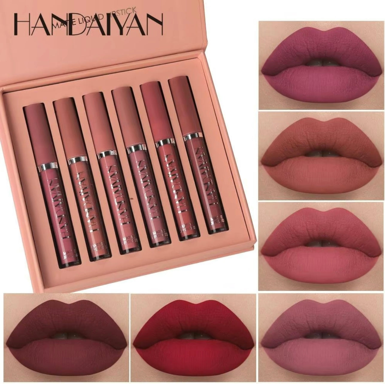 6 Pcs Matte Liquid Lipstick Set Nude Lip Gloss Non-Stick Cup Not Fade Waterproof Long Lasting Lip Sticks Gift For Make Up Women