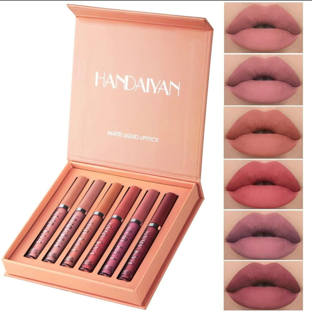 6 Pcs Matte Liquid Lipstick Set Nude Lip Gloss Non-Stick Cup Not Fade Waterproof Long Lasting Lip Sticks Gift For Make Up Women