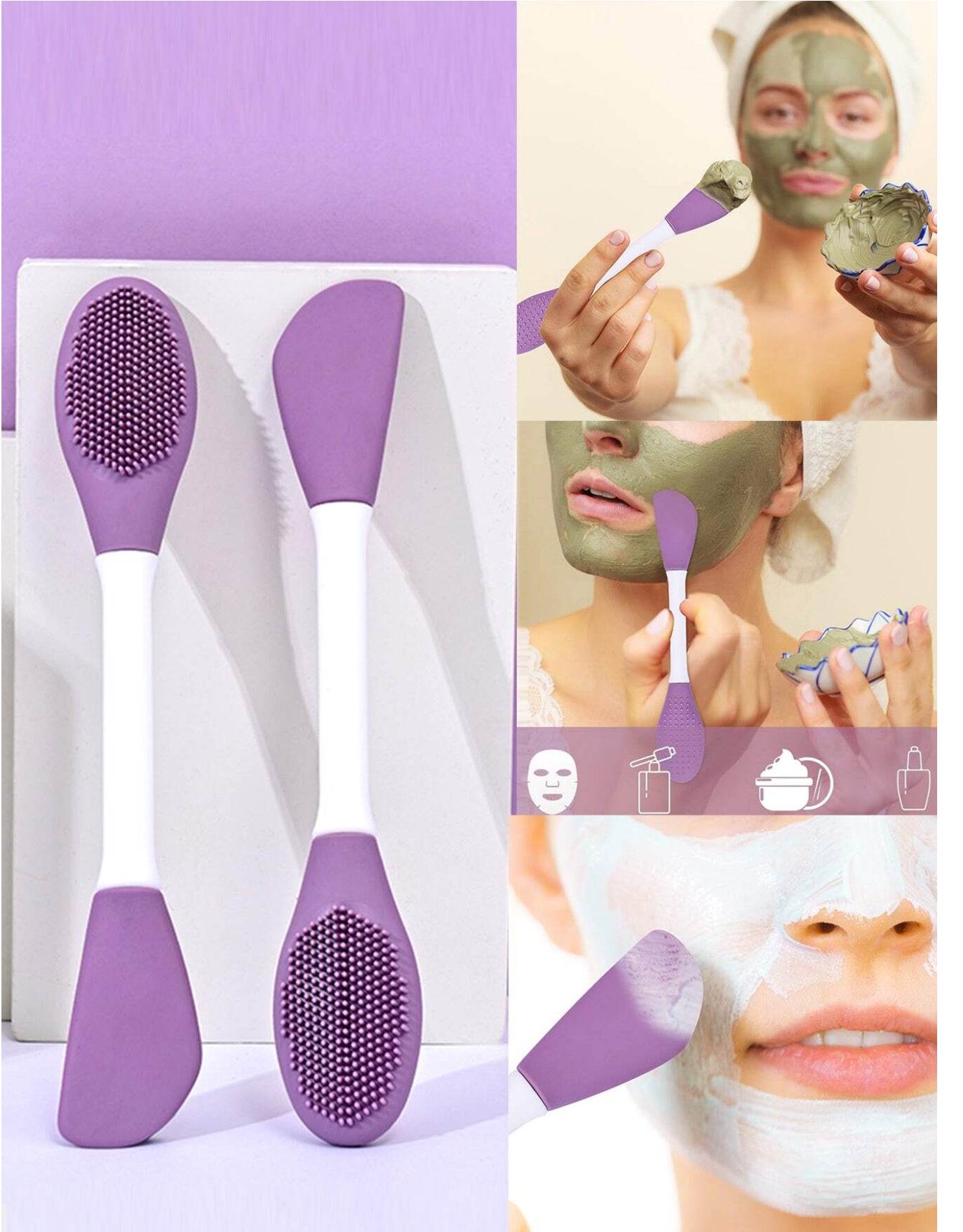 1pc Dual-head Silicone Facial Mask Brush