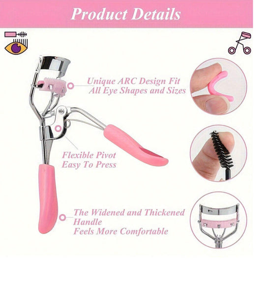 12pcs/Set Wide-Angle Eyelash Curler With Silicone Pads, Eyelash  & Eyebrow Brush,